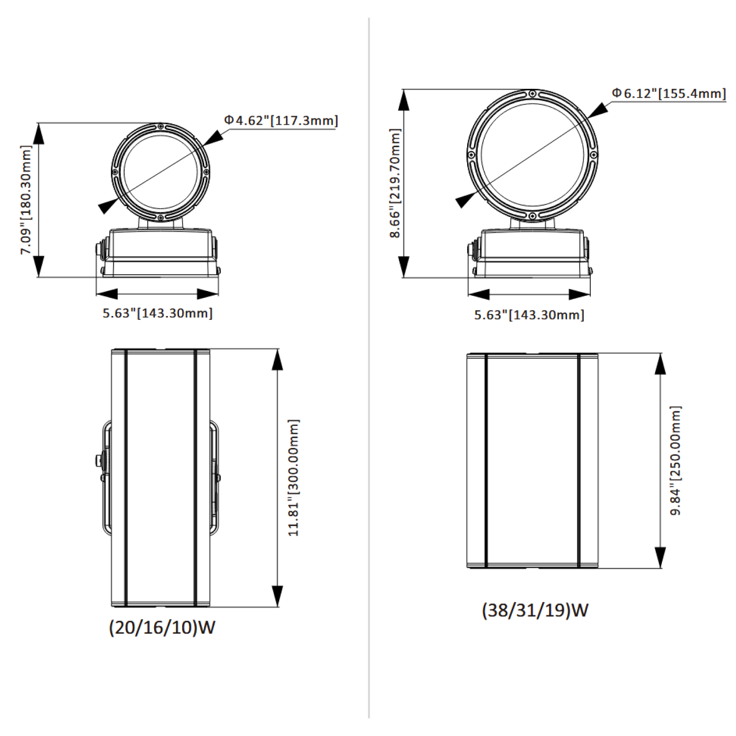 White Cylinder LED Wall Sconce, 20W/16W/10W, Dusk to Dawn Photocell , 2800 Lumens