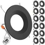  Large hero black retrofit downlight plus 12 smaller duplicates along the right side with E26 adapters.