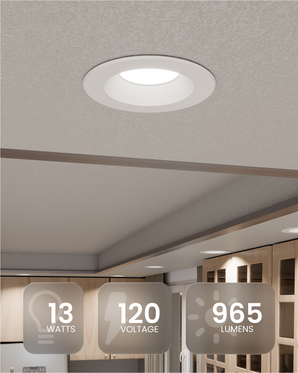 Recessed LED Retrofit Lighting, 5/6 Inch, Baffle, 965 Lumens