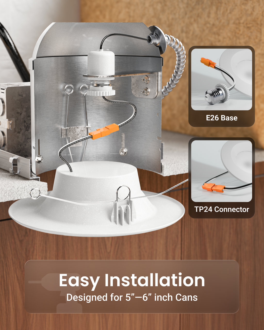 Recessed LED Retrofit Lighting, 5/6 Inch, Baffle, 965 Lumens