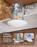Recessed LED Lighting, 4 Inch, Disk Downlight, 10W, Selectable CCT, 650 Lumens