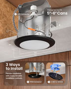 Recessed LED Lighting, 5/6 Inch, Black Disk Downlight, 15W, 1050 Lumens