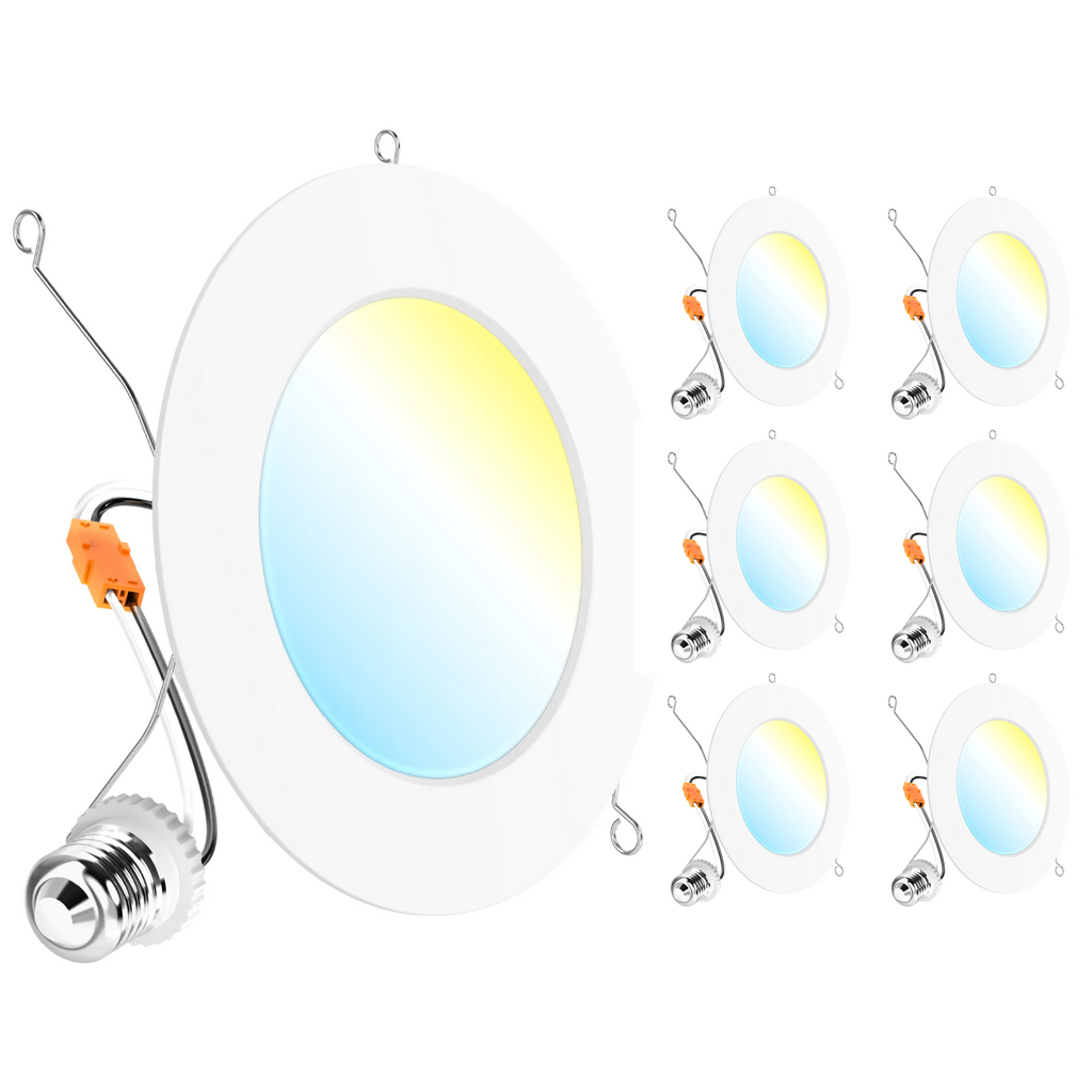 Recessed LED Retrofit Lighting, 6 Inch, Flat Smooth, Selectable CCT, 1200 Lumens