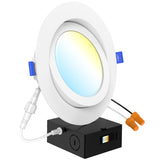 Recessed LED Lighting, 6 Inch, Slim Eyeball Gimbal, Selectable CCT, 1350 Lumens