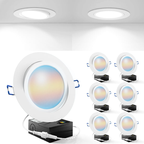 Recessed LED Lighting, 6 Inch, Slim Gimbal, Selectable CCT, 850