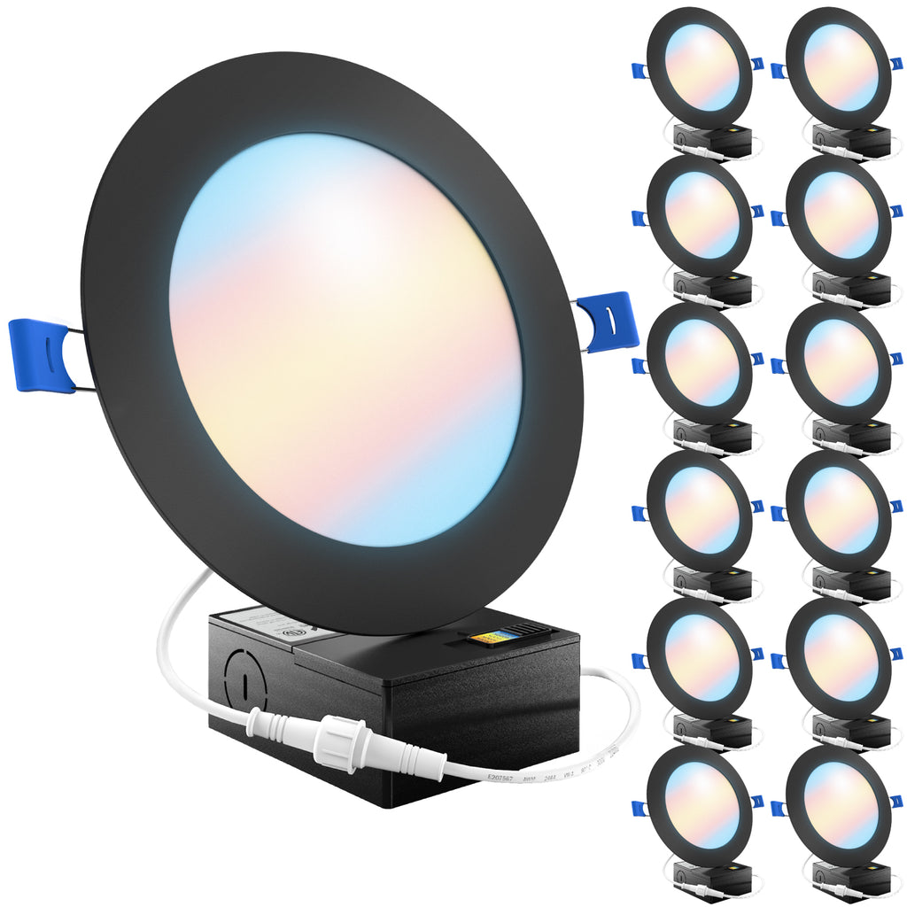 Recessed LED Lighting, 6-Inch, Slim, Wafer Thin, Black Trim, 14W, 850 Lumens