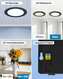 Sunco Lighting Selectable Black Trim Downlight Anti-Yellowing Lens, 90+ CRI, 90° Beam Angle, Integrated CCT Switch