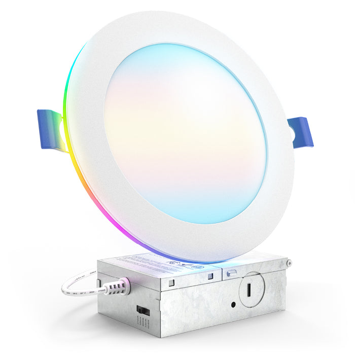 Recessed LED Lighting, 6 Inch, Smart Night Light Slim, Wafer Thin, Smooth Trim, Selectable CCT, 1100 Lumens