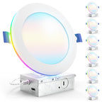 Recessed LED Lighting, 6 Inch, Smart Night Light Slim, Wafer Thin, Smooth Trim, Selectable CCT, 1100 Lumens