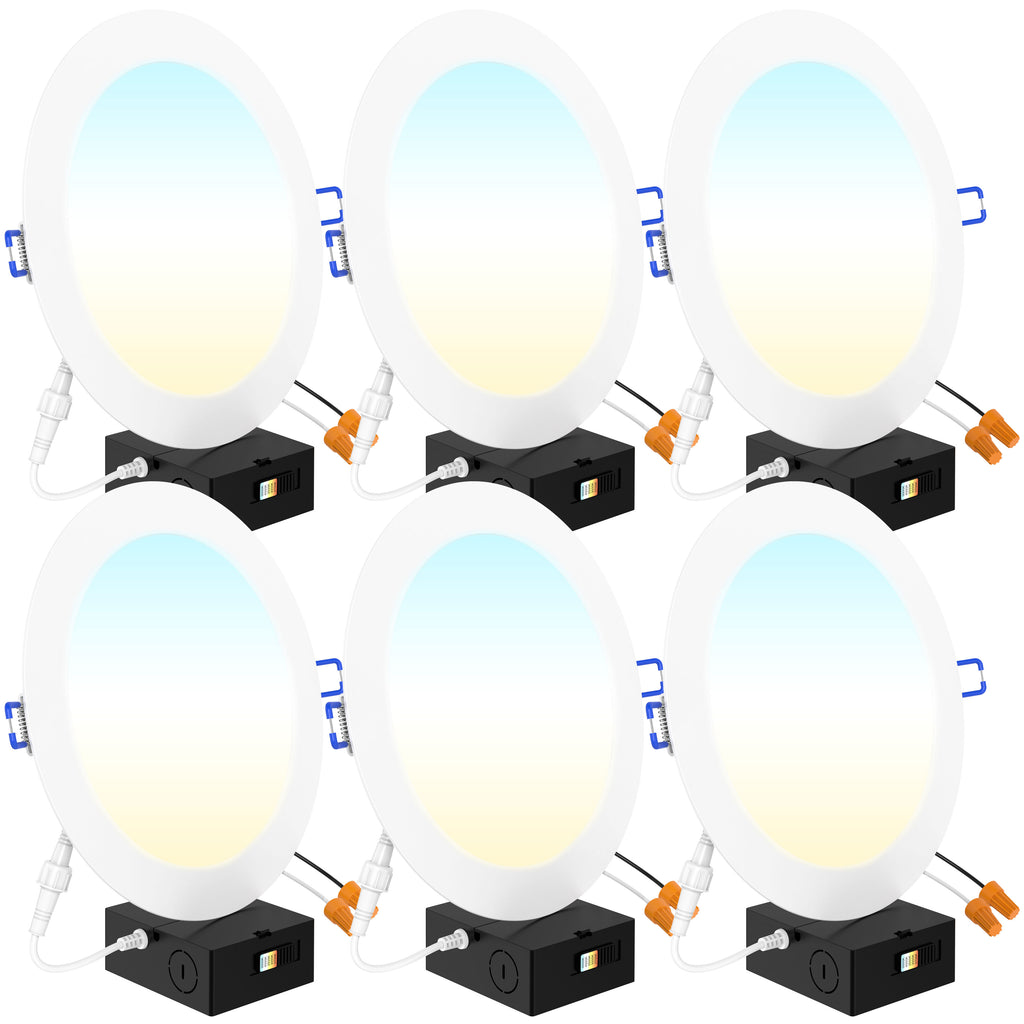Recessed LED Lighting, 8 Inch, Slim, Wafer Thin, Selectable CCT, 1350 Lumens