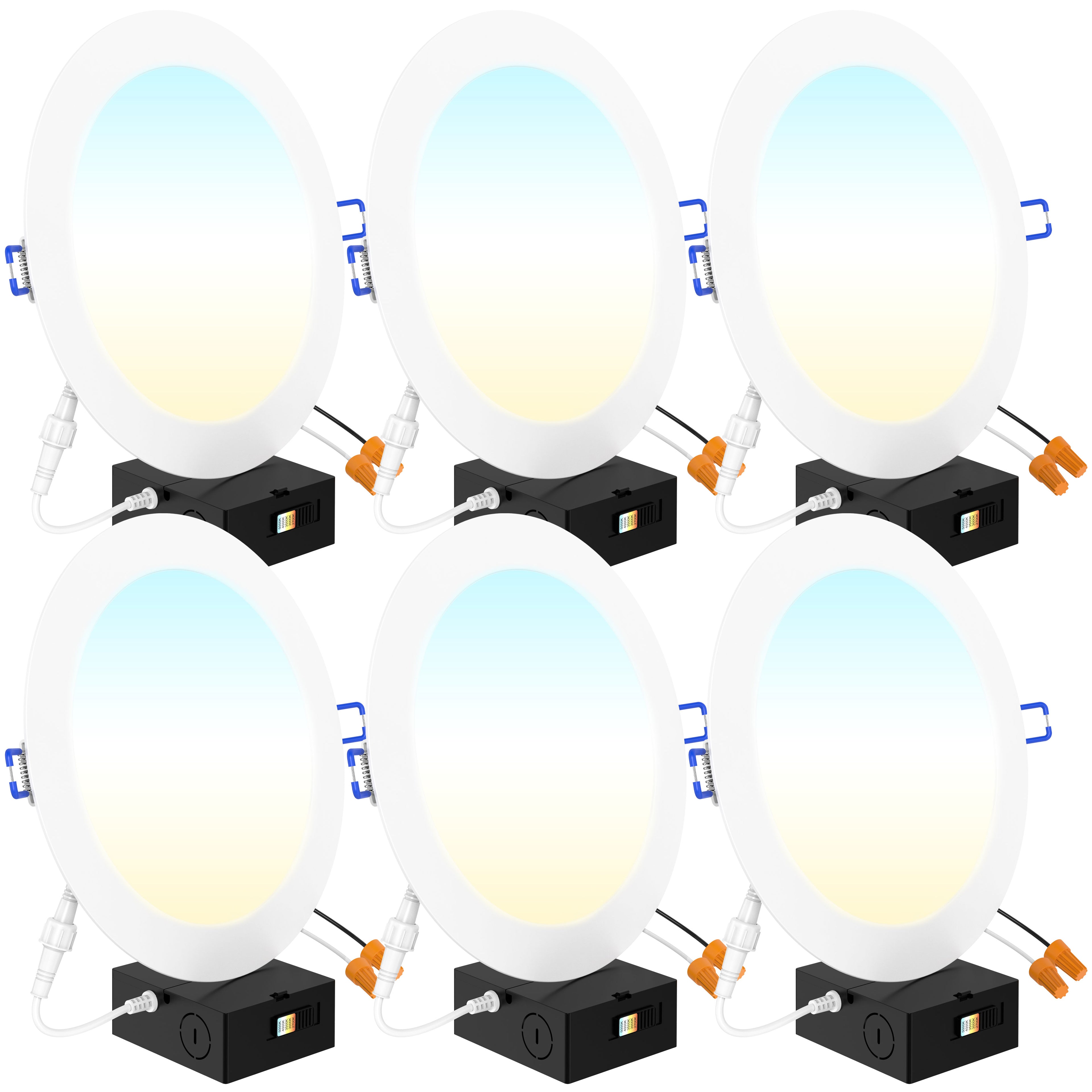 Recessed LED Lighting, 8 Inch, Slim, Wafer Thin, Selectable CCT, 1350 Lumens
