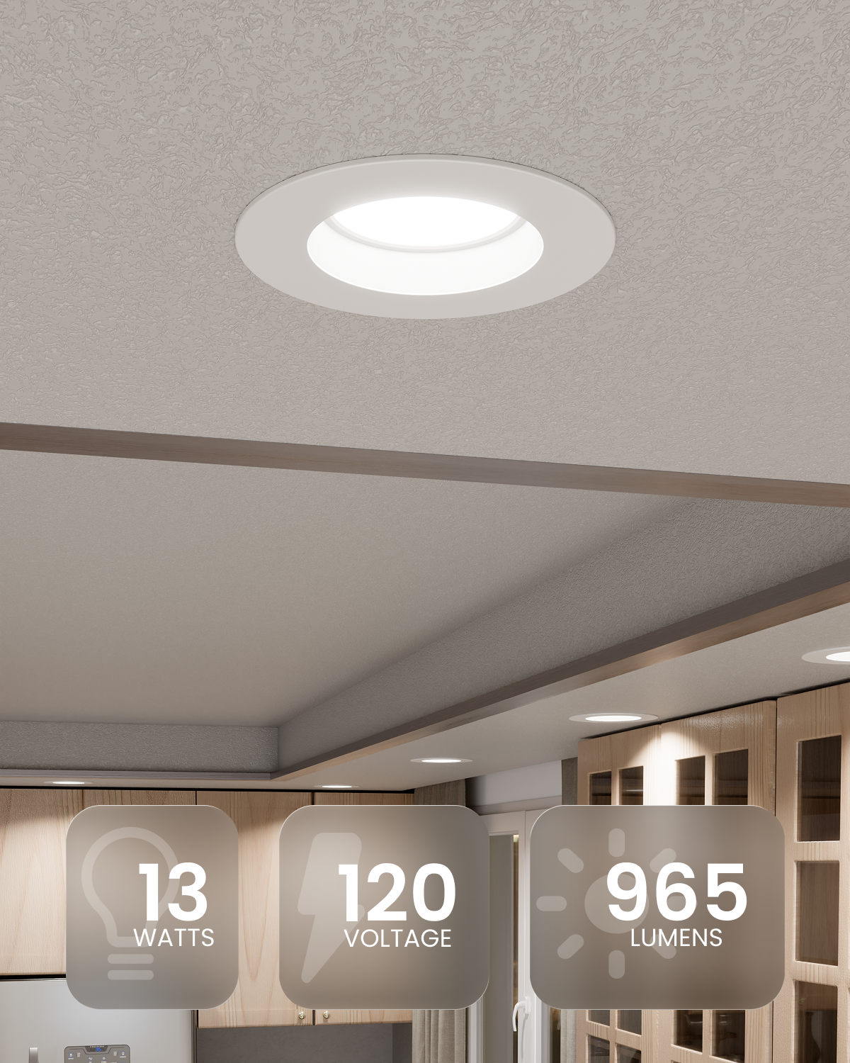 Recessed LED Retrofit Lighting, 5/6 Inch, Smooth, 965 Lumens