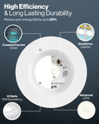 Cutaway retrofit light with constant current driver, advanced LEDs, 13 watts, and 50,000 hour lifetime.