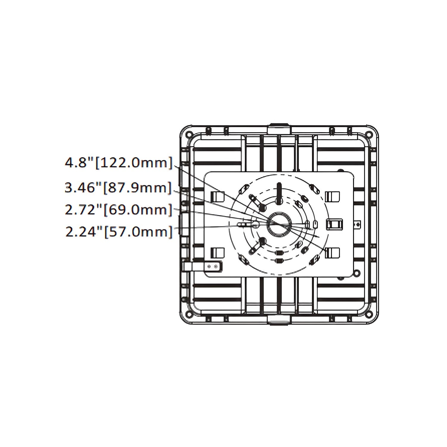 Back View of exterior lights's dimension