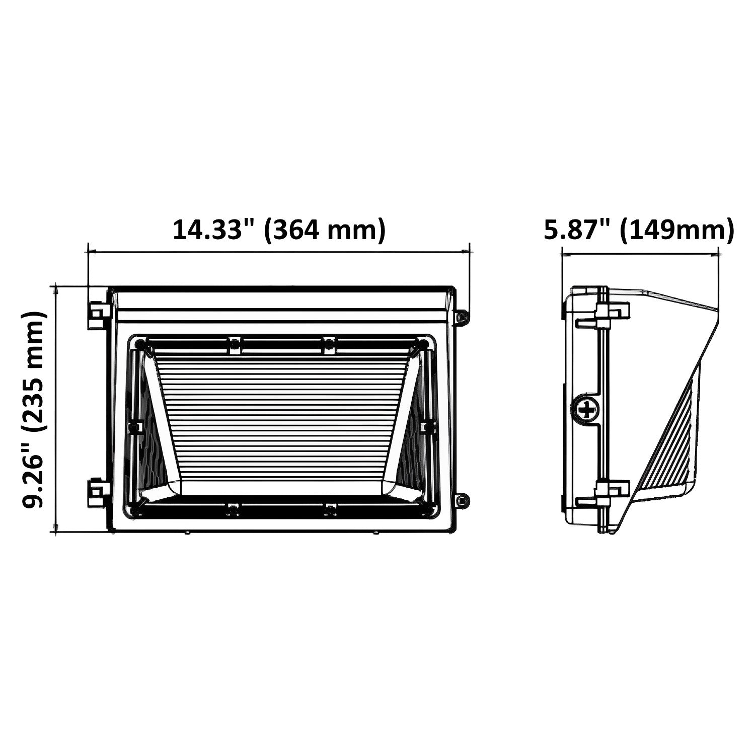LED Wall Pack, Dusk to Dawn Photocell, 108W/90W/63W, Selectable Wattage & CCT, 14000 Lumens