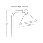 Brass Landscape Pathway Light, Smooth Hooded, Low Voltage, Plastic Spike Included