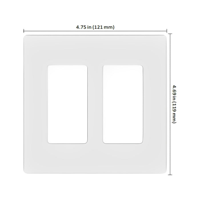 Lutron Claro 2-Gang Wallplate, Screwless Designer Style, Gloss Finish