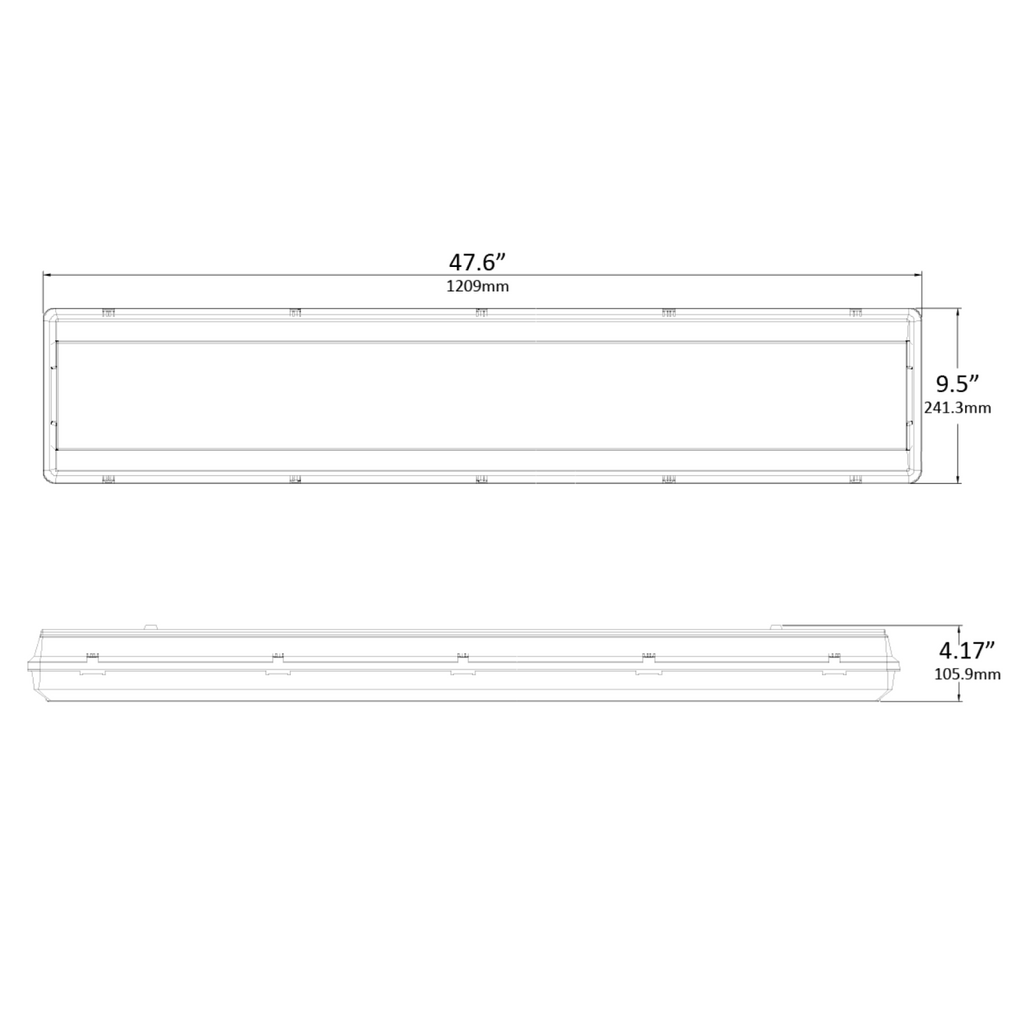 4ft LED Vapor Tight High Bay, 90W/75W/60W, NSF Food Safe, Selectable Watt & CCT, 13300 Lumens