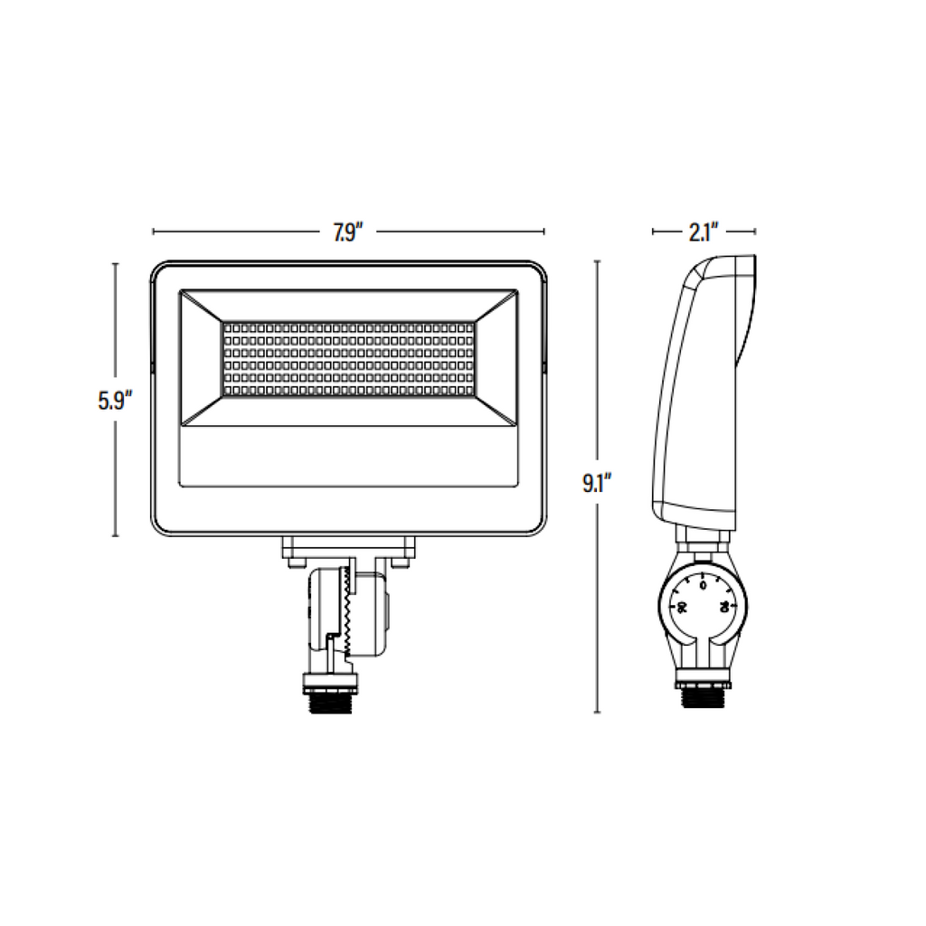 LED Flood Light, Knuckle Mount, Black, 60/50W/35W, Selectable Wattage & CCT, 8700 Lumens