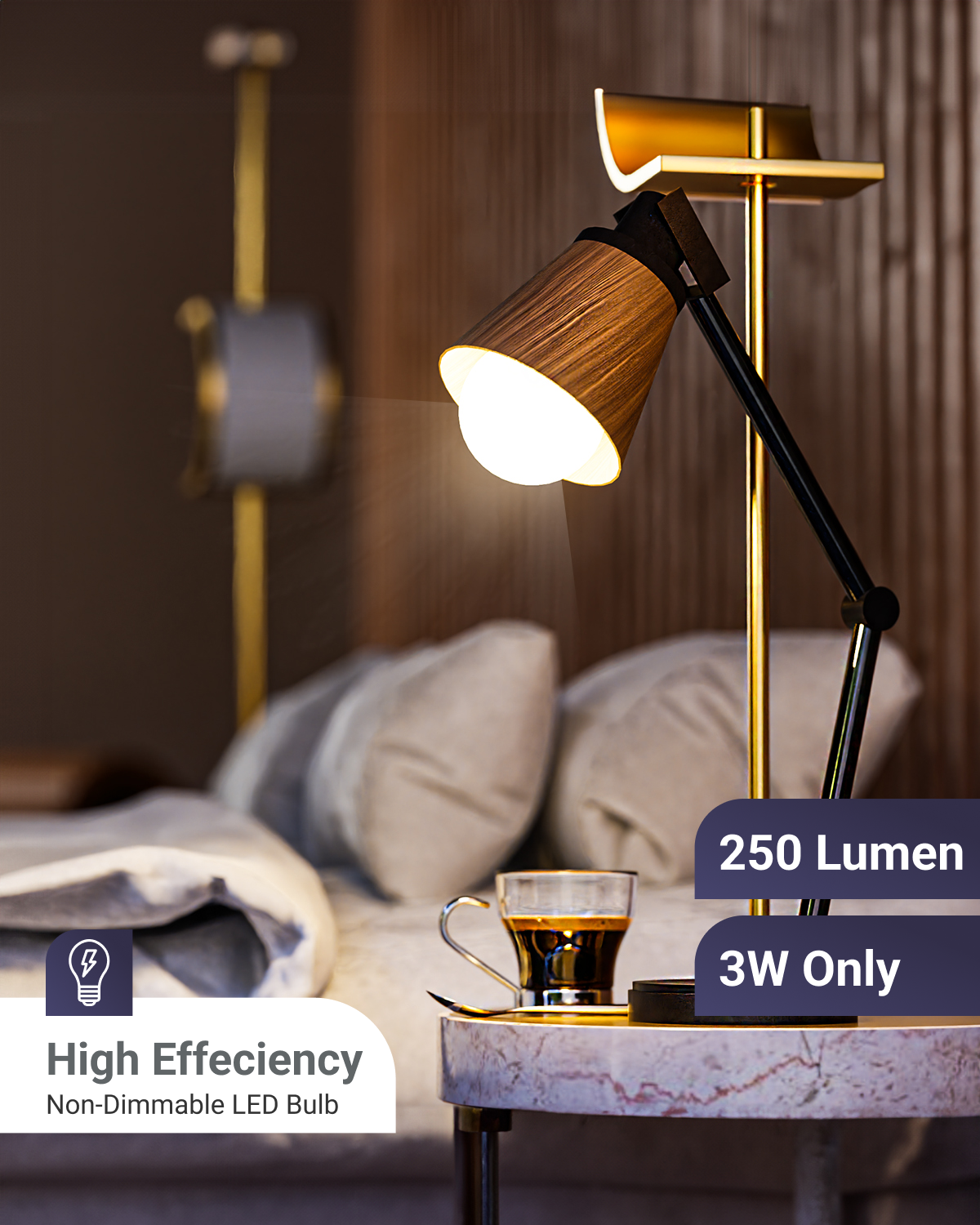 A19 LED Bulb, 3W, 250 Lumens