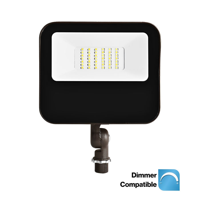 LED Flood Light, Knuckle Mount, Dark Bronze, 65W/54W/41W/27W, Dusk to Dawn Photocell, Selectable Wattage & CCT, 9400 Lumens