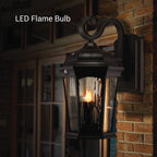 Bronze wall lantern flame-mode lifestyle graphic