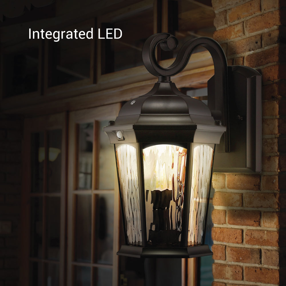 Bronze wall lantern integrated-light lifestyle graphic