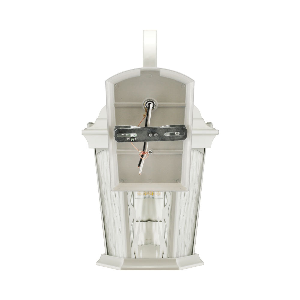 White wall lantern rear wiring view