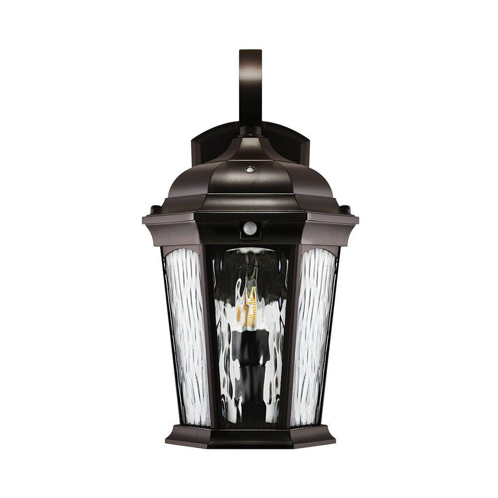 Bronze wall lantern front view without illumination