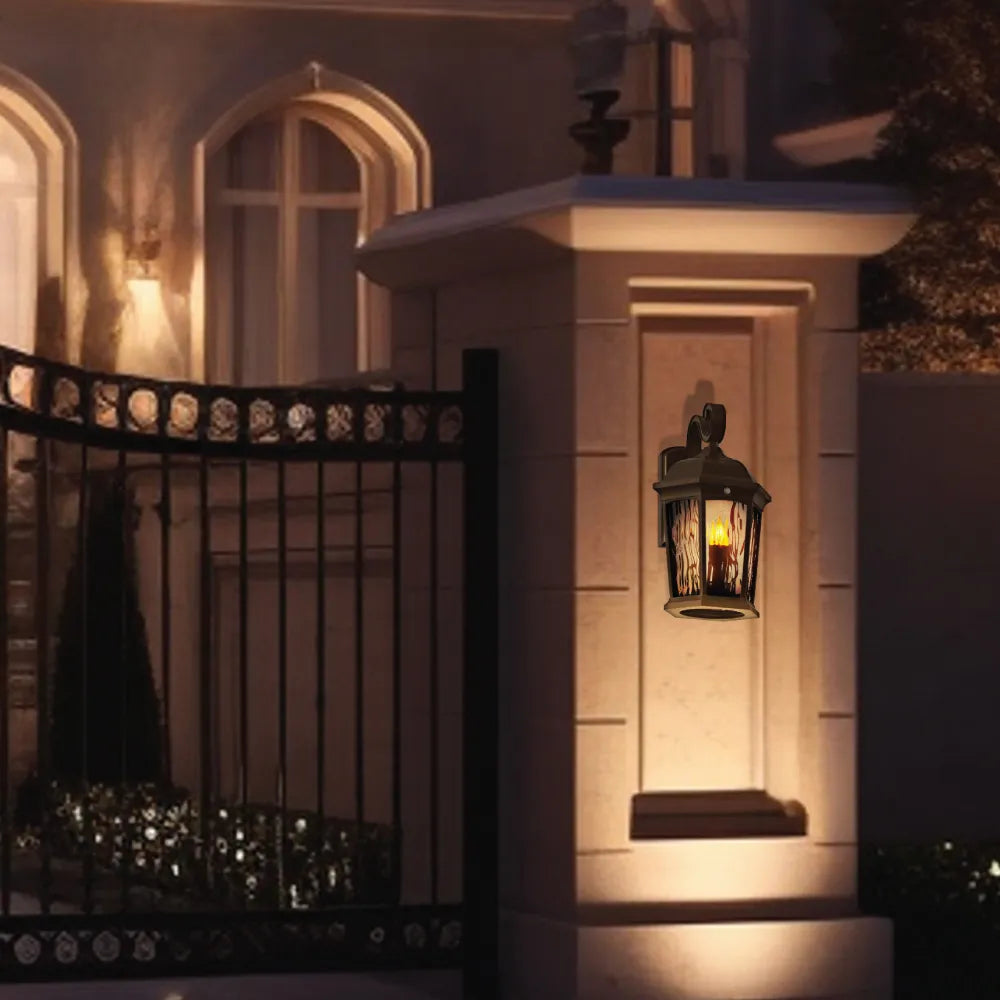 Bronze wall lantern outdoor gate application