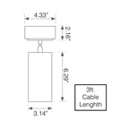 Cylinder pendant dimensional drawing