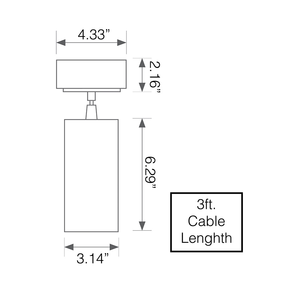Cylinder pendant dimensional drawing