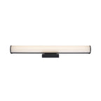 Black linear vanity light front view illuminated