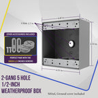 Enerlites 1/2 in. 2-Gang 5-Holes Weatherproof Box