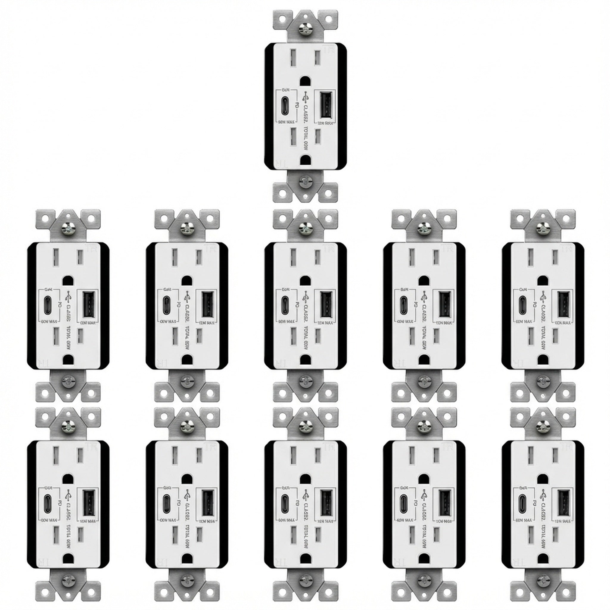 Enerlites 60W Power Delivery, Type A/C USB Outlet, Tamper-Resistant 15A Duplex Receptacles
