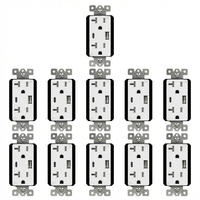 Enerlites 3.6A USB-A/C Wall Outlet, Tamper-Resistant 20A Duplex Receptacles