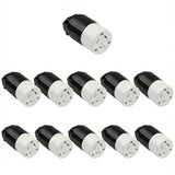 Set of black and white light bulb sockets on a white background