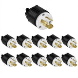 Set of black and white electrical plugs on a white background