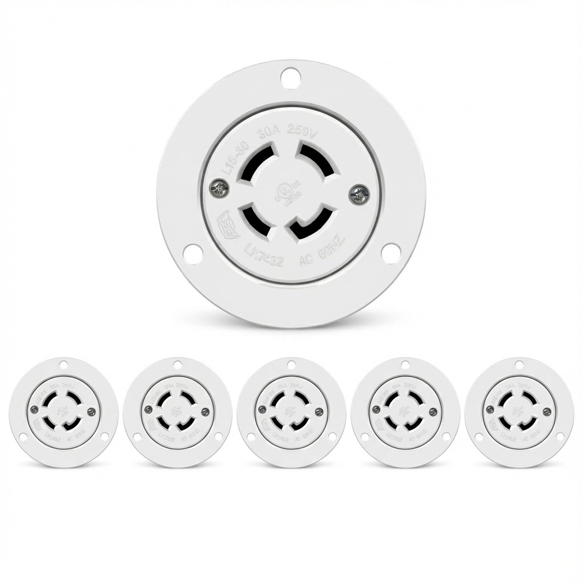 Set of white circular components on a white background