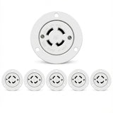 Set of white circular components on a white background