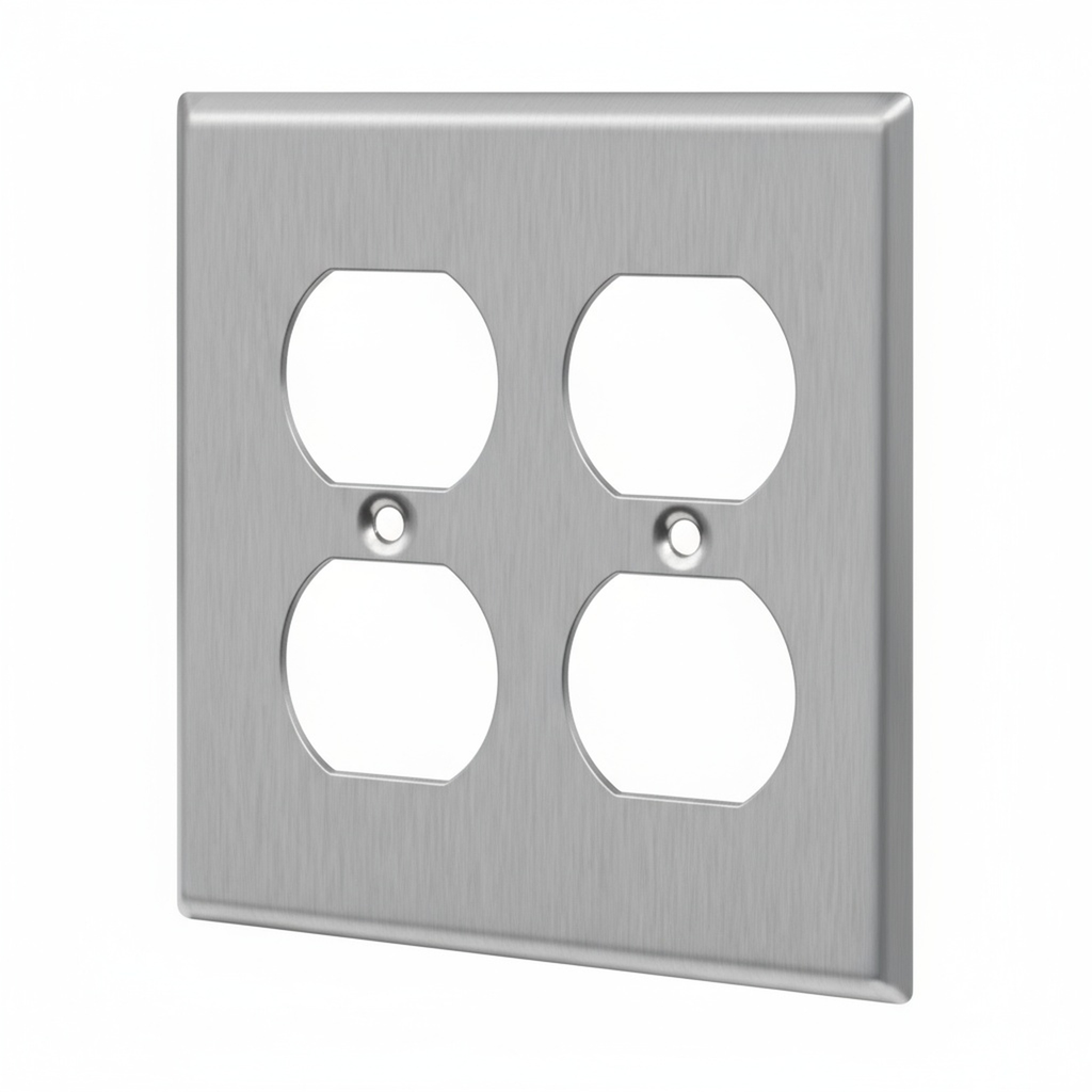 Duplex Receptacle Two-Gang Metal Wall Plate