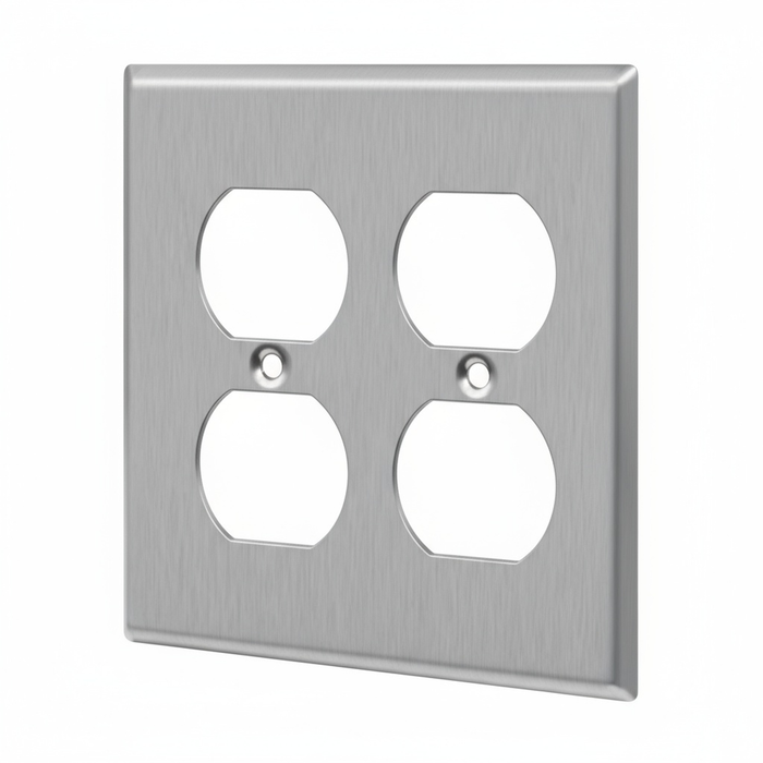 Duplex Receptacle Two-Gang Metal Wall Plate