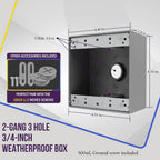 Enerlites 3/4 in. 2-Gang 3-Holes Weatherproof Box