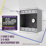 Enerlites 3/4 in. 2-Gang 5-Holes Weatherproof Box