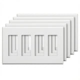 Enerlites Antimicrobial Screwless Decorator/GFCI Four-Gang Wall Plate Mid-Size