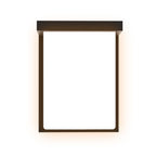 Short black rectangular wall light front view illuminated