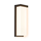 Tall black rectangular wall light warm-light view