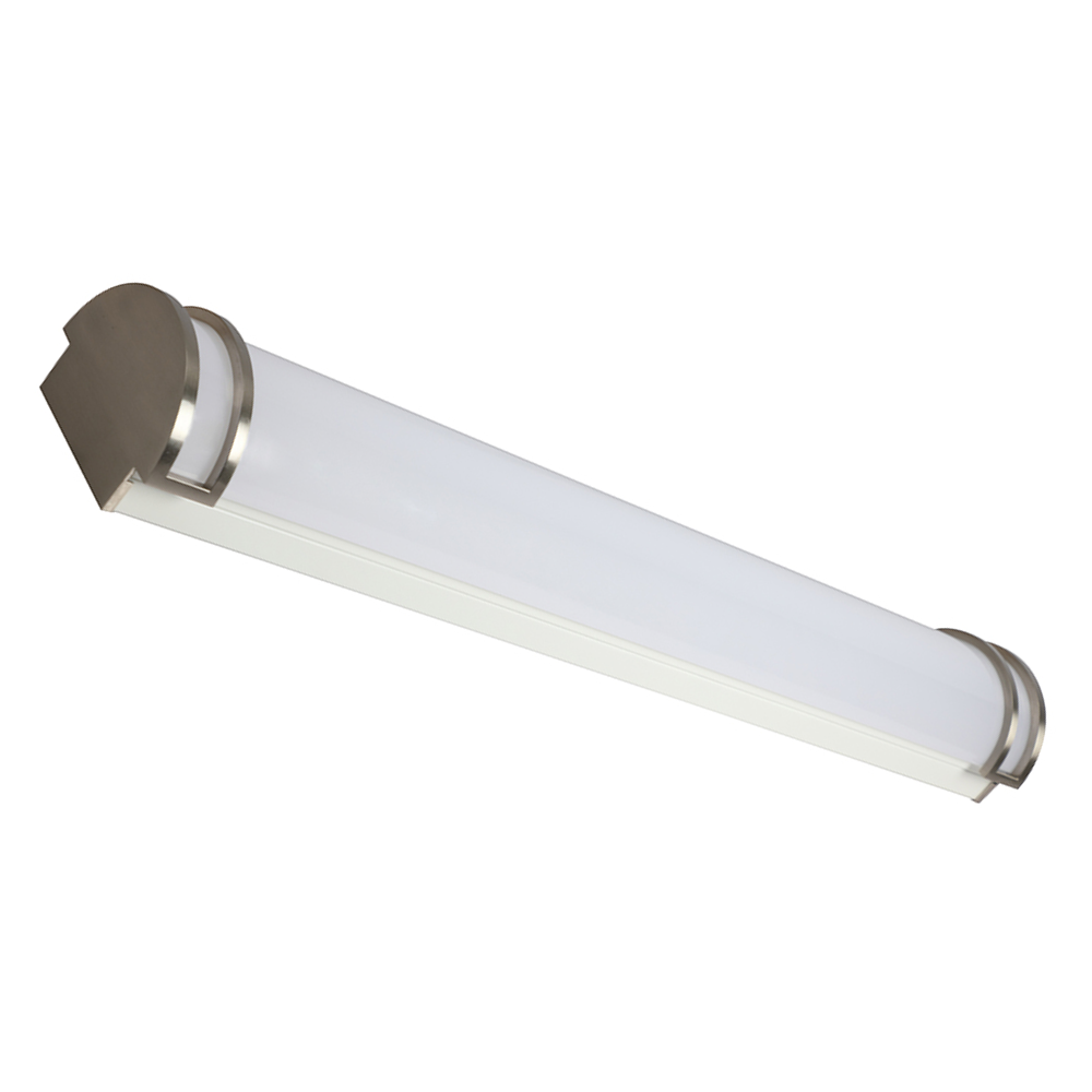 Brushed-nickel tube vanity light isolated perspective