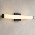 Black linear vanity light installed horizontally