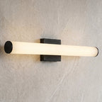 Black linear vanity light installed horizontally